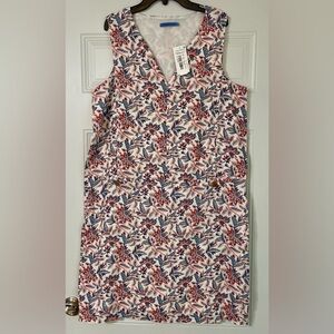 J. McLaughlin Rue Linen Floral Shift Dress Sleeveless Natural Fibers NWT Large